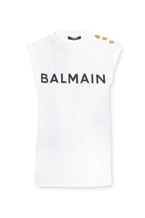 Czarny Wełniany top z wyszytym logo Balmain - Vitkac Polska